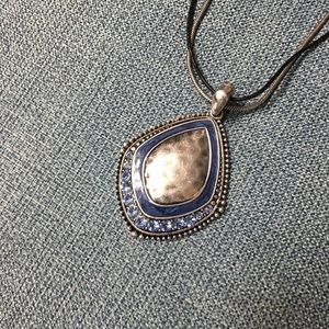 Premier Designs Blue Crystal and Silver Necklace